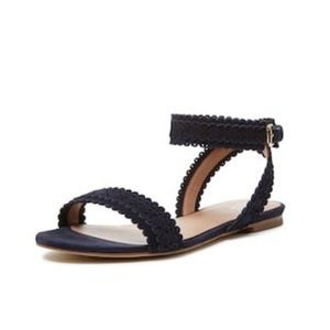 Ava & Aiden laser cut sandals navy blue 9.5